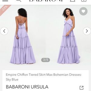 Babaroni Ursula Tiered Chiffon Maxi Dress in Lavender